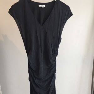 helmet Lang rouched slate gray dress