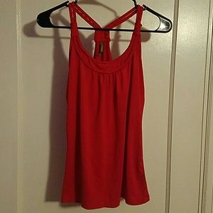 Braided straps orange tank top