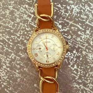 Gold Fossil Watch
