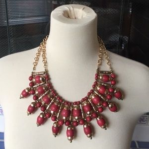 Red and Gold Statement Necklace
