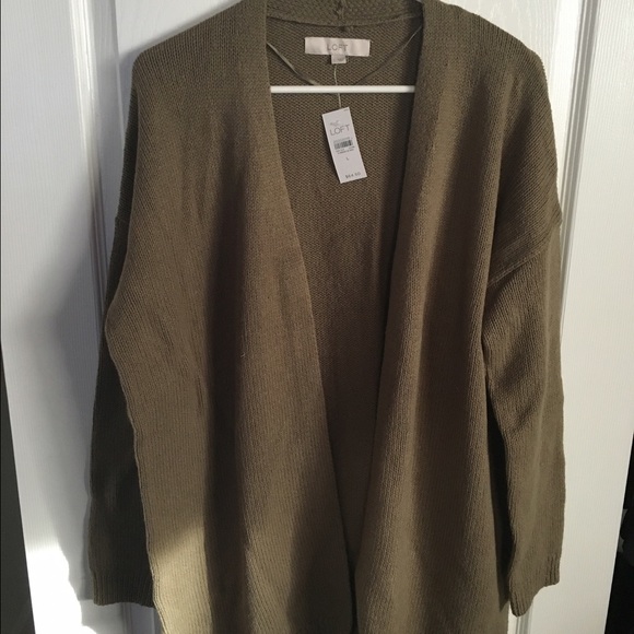 Loft army green open cardigan.