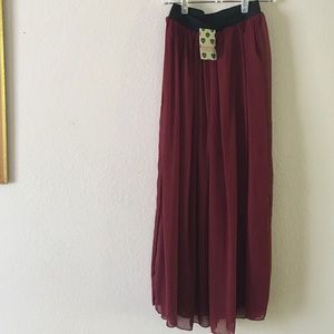 Burgandy - Chiffon Maxi Skirt