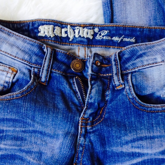 Machine distressed dark denim jeans - Picture 3 of 3