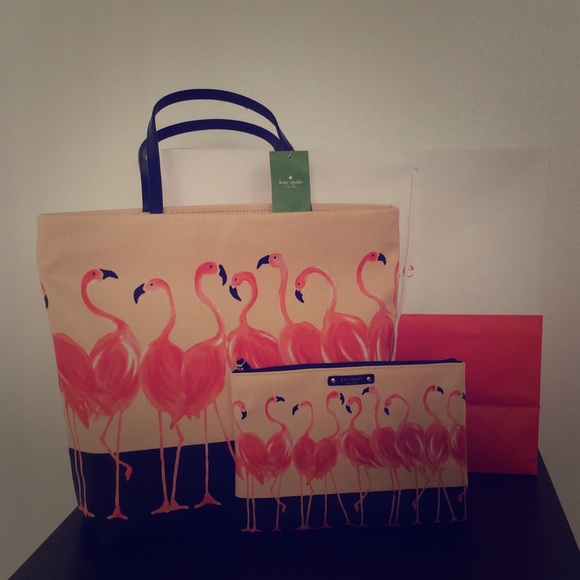 Kate Spade, Flamingo tote and clutch bundle, NWT