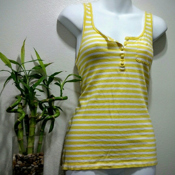 Yellow and white striped tank by j. Crew