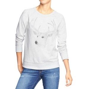 Gray Deer Crewneck Sweater