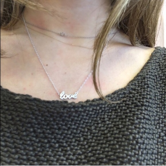 Sterling silver and diamond love necklace - Picture 2 of 2