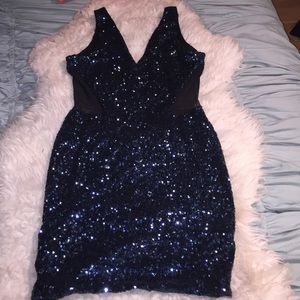 Navy blue sequence party dress