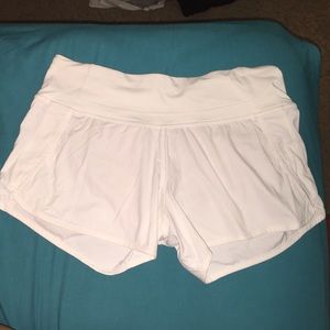 Lulu Lemon 4-way stretch white shorts