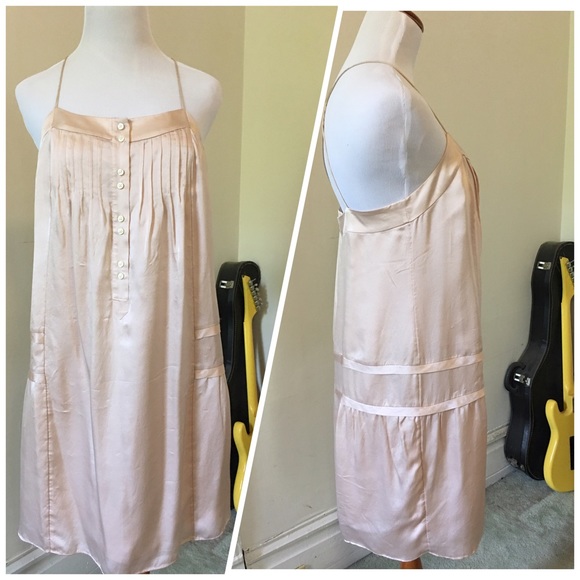 Blush pink silk slip dress