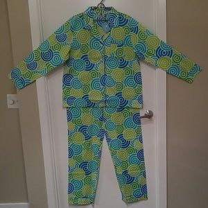 Blue/Green Jubilee Long Pajama Set (Malabar Bay)