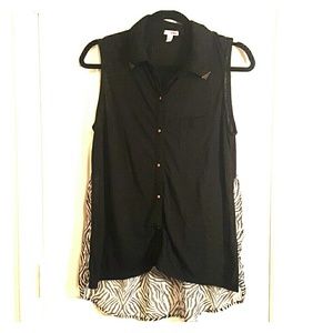 Black and Zebra Top