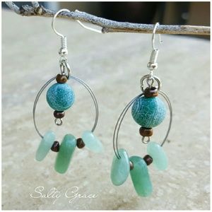 Green natural aventurine stone earrings