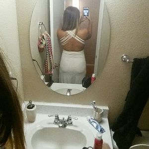Gorgeous backless white lace floor length dress