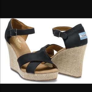 Brand new Toms Black Wedges 8.5