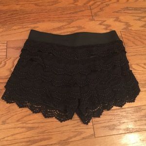 Black crochet shorts
