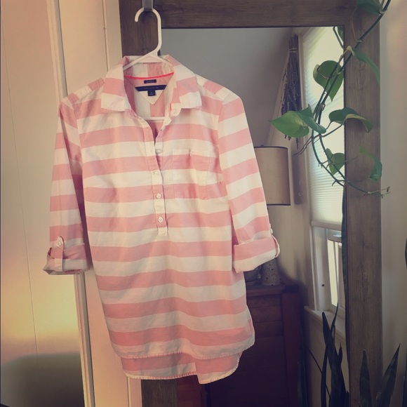 Boldly striped button down shirt