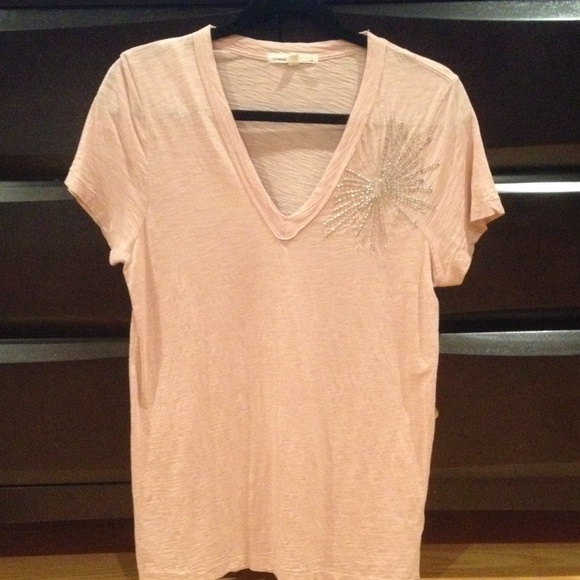 J. Crew Embellished Tee in Blush Pink