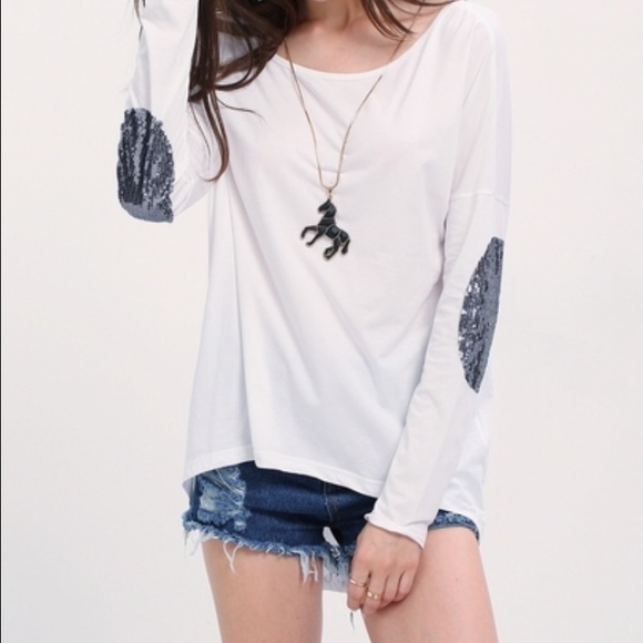 NEW sequin elbow top