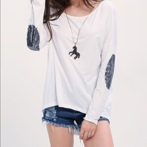 NEW sequin elbow top