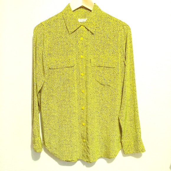 Equipment Slim Signature yellow/black silk blouse