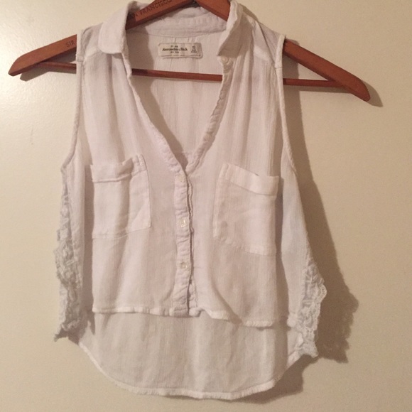 White Button Down Crop Top