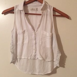 White Button Down Crop Top