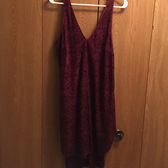 Maroon velvet mini dress