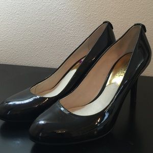 Michael Kors Black Patent Pumps with gold detail