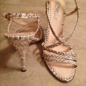 Prada tan high heels