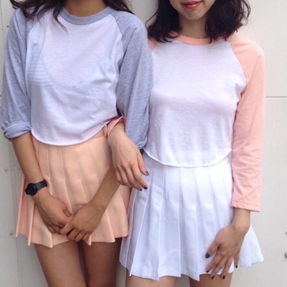Peach American Apparel 3/4 Cropped Raglan