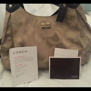 COACH MADISON MAGGIE OP ART SATEEN SIGNATURE BAG