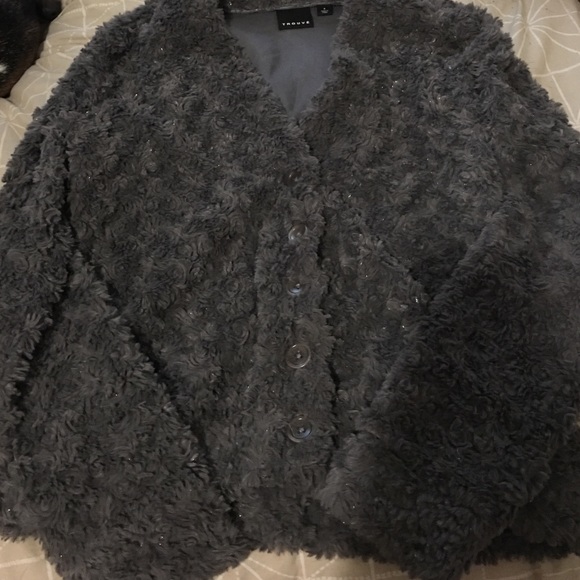 Trouve gray furry cardigan