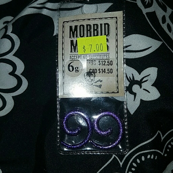 Morbid Metal  Purple Glitter Gauges sz 6