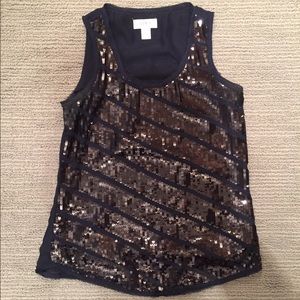 Ann Taylor Loft navy tank with black sequins