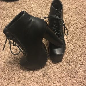 Black high heel shoes