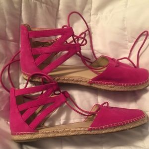 Bright lace up  Fuchsia  espadrilles