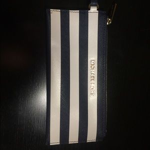 Michael Kors striped navy wristlet