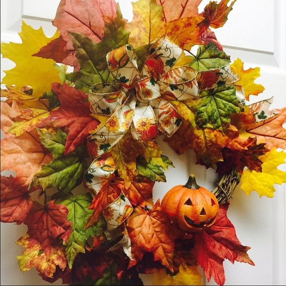 Handmade~Jack-O-Lantern Wreath~Autumn Decór~Fall - Picture 3 of 4