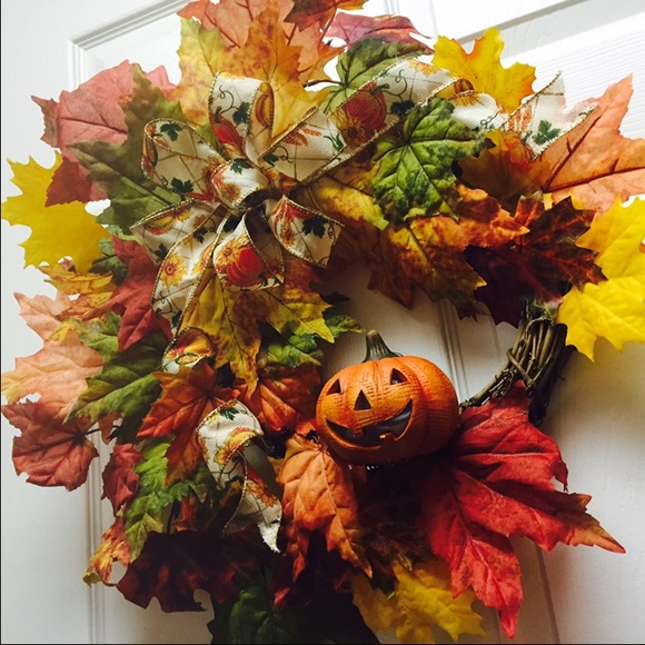 Handmade~Jack-O-Lantern Wreath~Autumn Decór~Fall - Picture 4 of 4