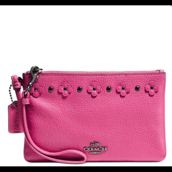 Coach Dahlia Floral Rivets Wristlet