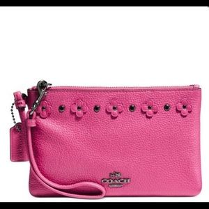 Coach Dahlia Floral Rivets Wristlet