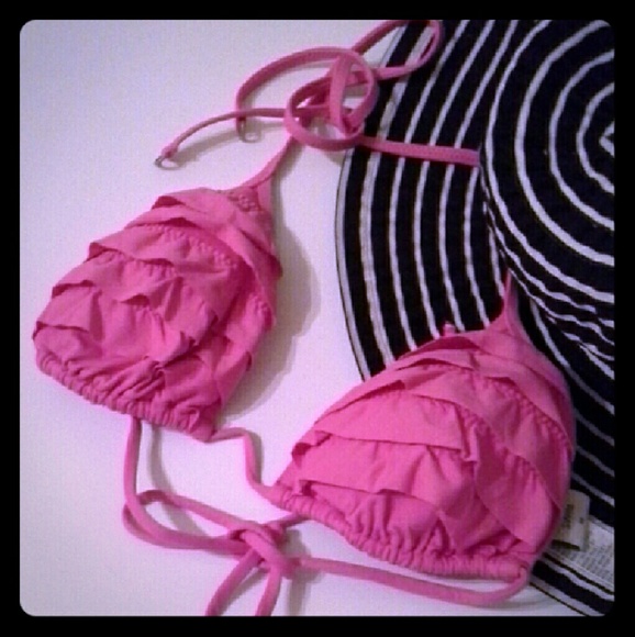 Gilly Hicks Ruffled Halter Swim Top