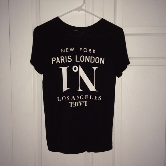 black graphic tee