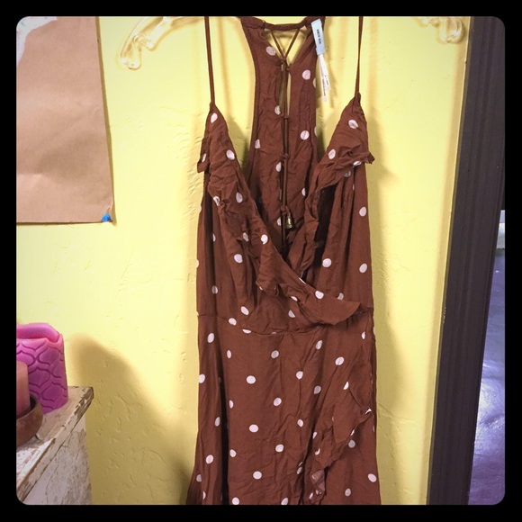 Burnt orange, polka dot dress (urban outfitters)