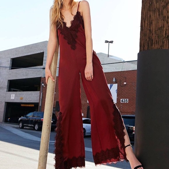 "The Lace of the Ex" satin and lace jumpsuit