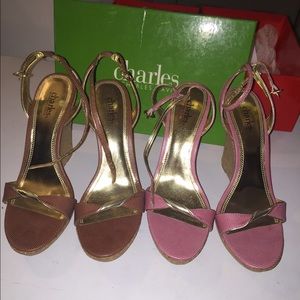 2 Pairs of Wedges- brown and pink