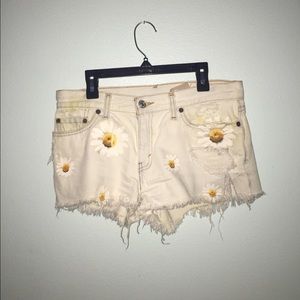 Vintage Distressed Sunflower Jean Shorts