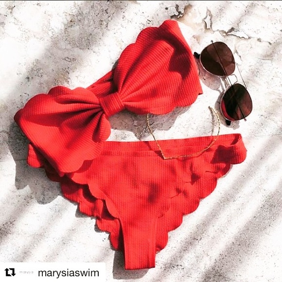 Marysia Swim bandeau coral red bikini. New no tags