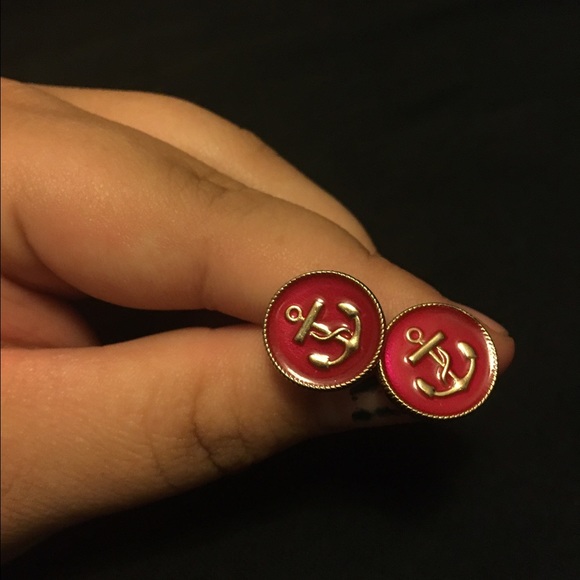 Red and gold Anchor Earrings